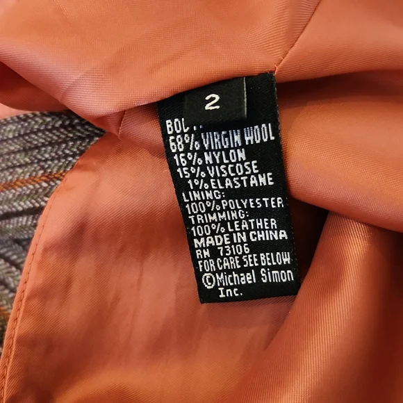 Wool pencil skirt with leather design size 2 - Picture 5 of 5